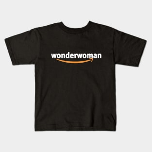 Wonder Woman, Amazon Princess (white type) - Amazon logo parody Kids T-Shirt